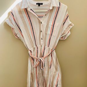 Button up tie waist dress